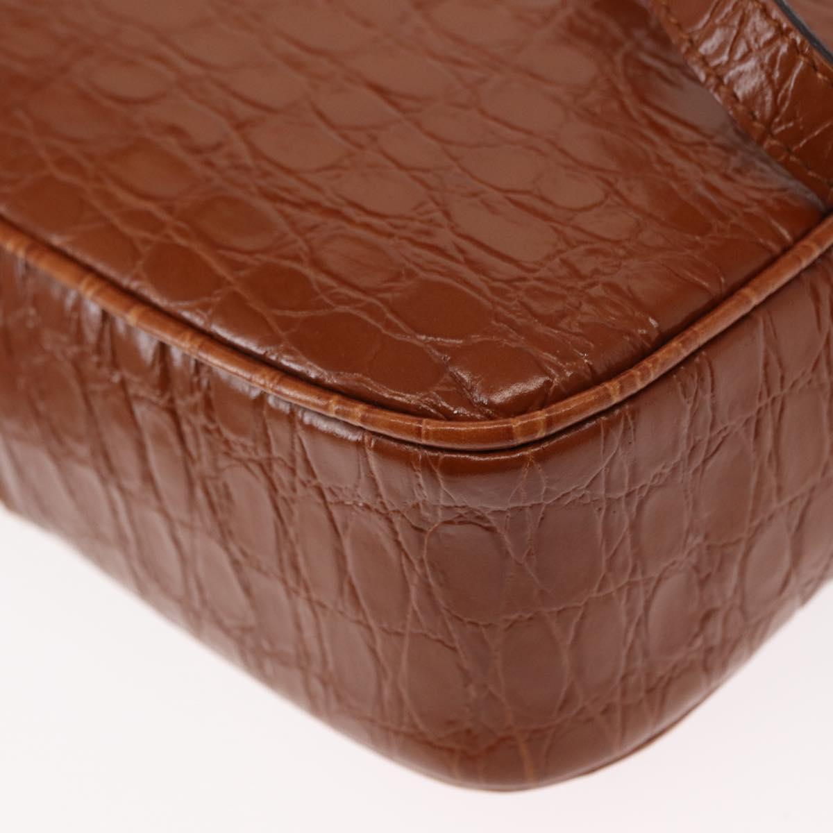 Salvatore Ferragamo Vala Hand Bag Leather 2way Brown Gold Auth 151678