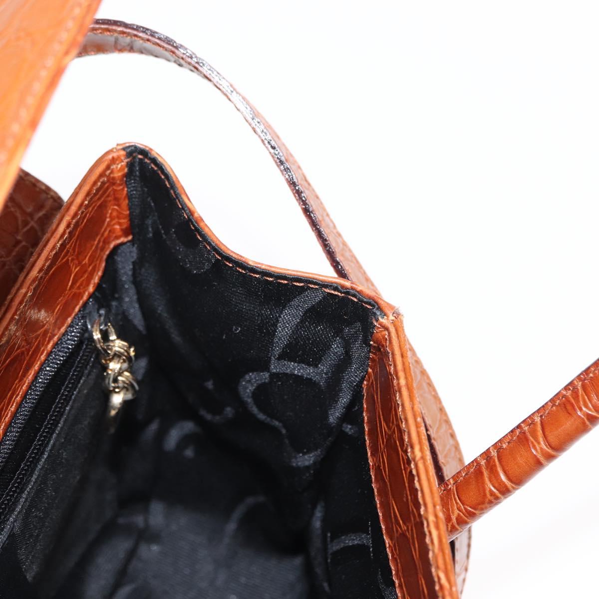 Salvatore Ferragamo Vala Hand Bag Leather 2way Brown Gold Auth 151678