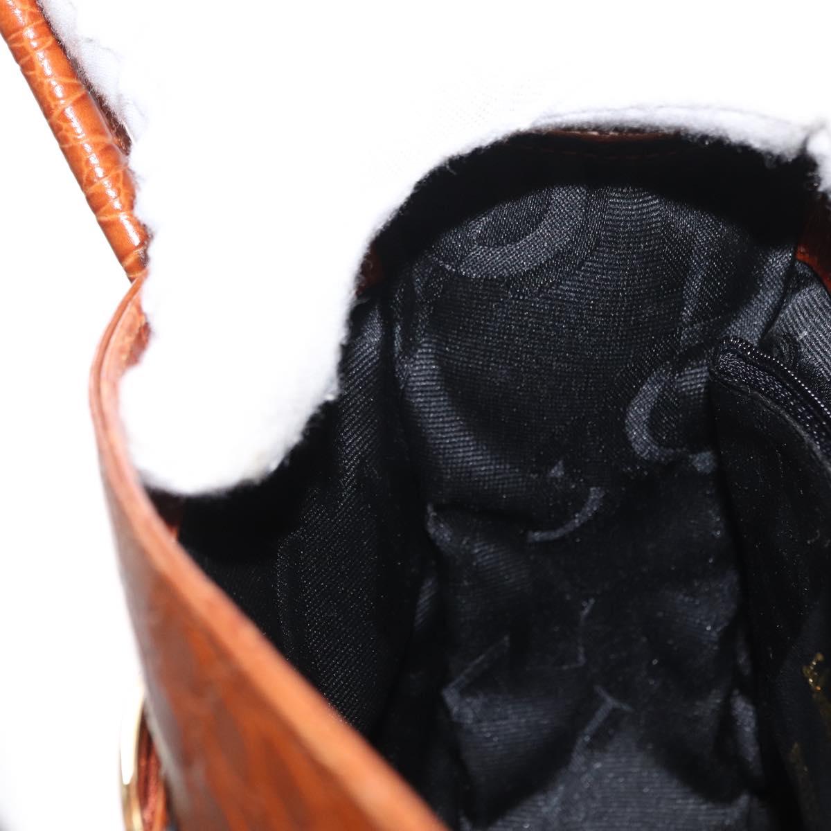 Salvatore Ferragamo Vala Hand Bag Leather 2way Brown Gold Auth 151678