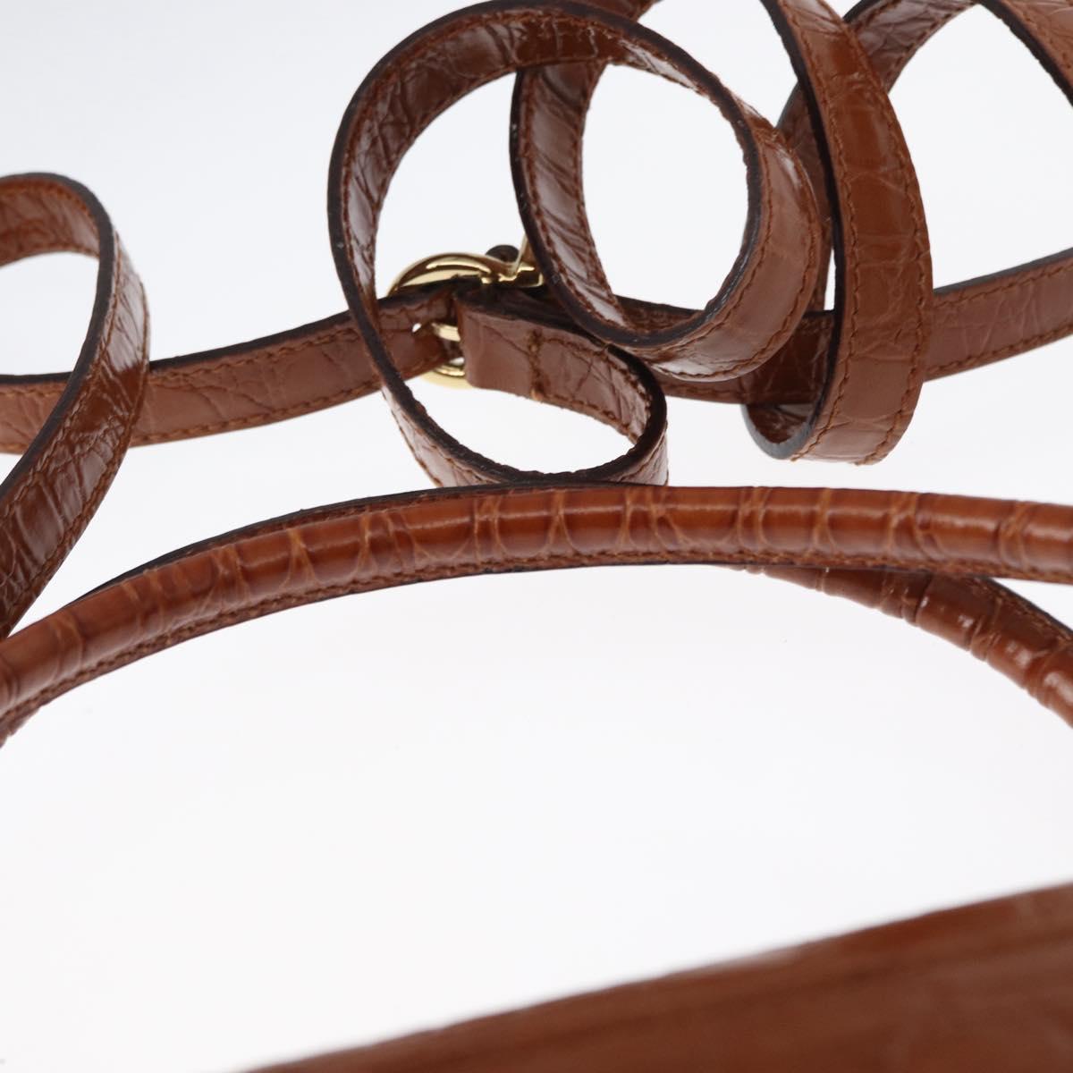 Salvatore Ferragamo Vala Hand Bag Leather 2way Brown Gold Auth 151678