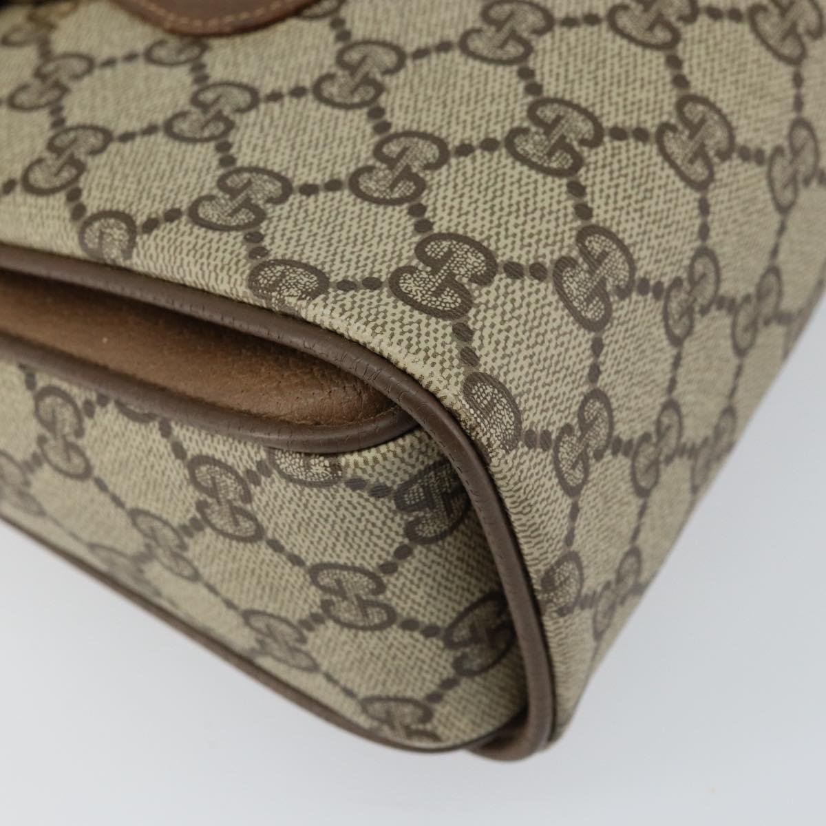 GUCCI GG Supreme Hand Bag PVC Beige Gold 116 02 080 Auth 151679