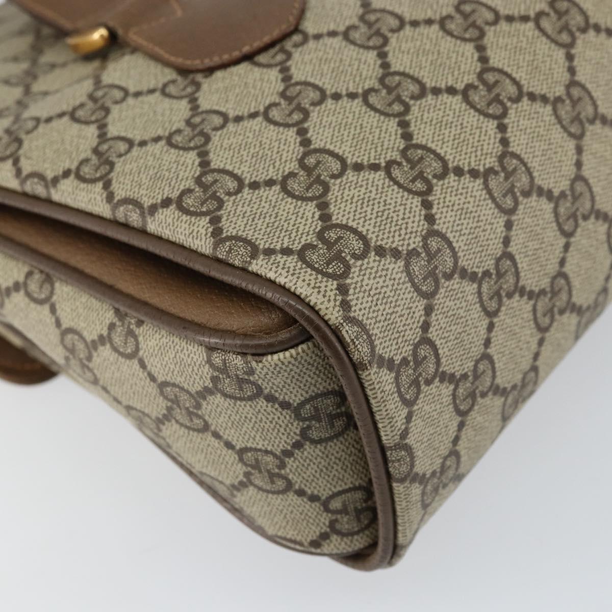 GUCCI GG Supreme Hand Bag PVC Beige Gold 116 02 080 Auth 151679