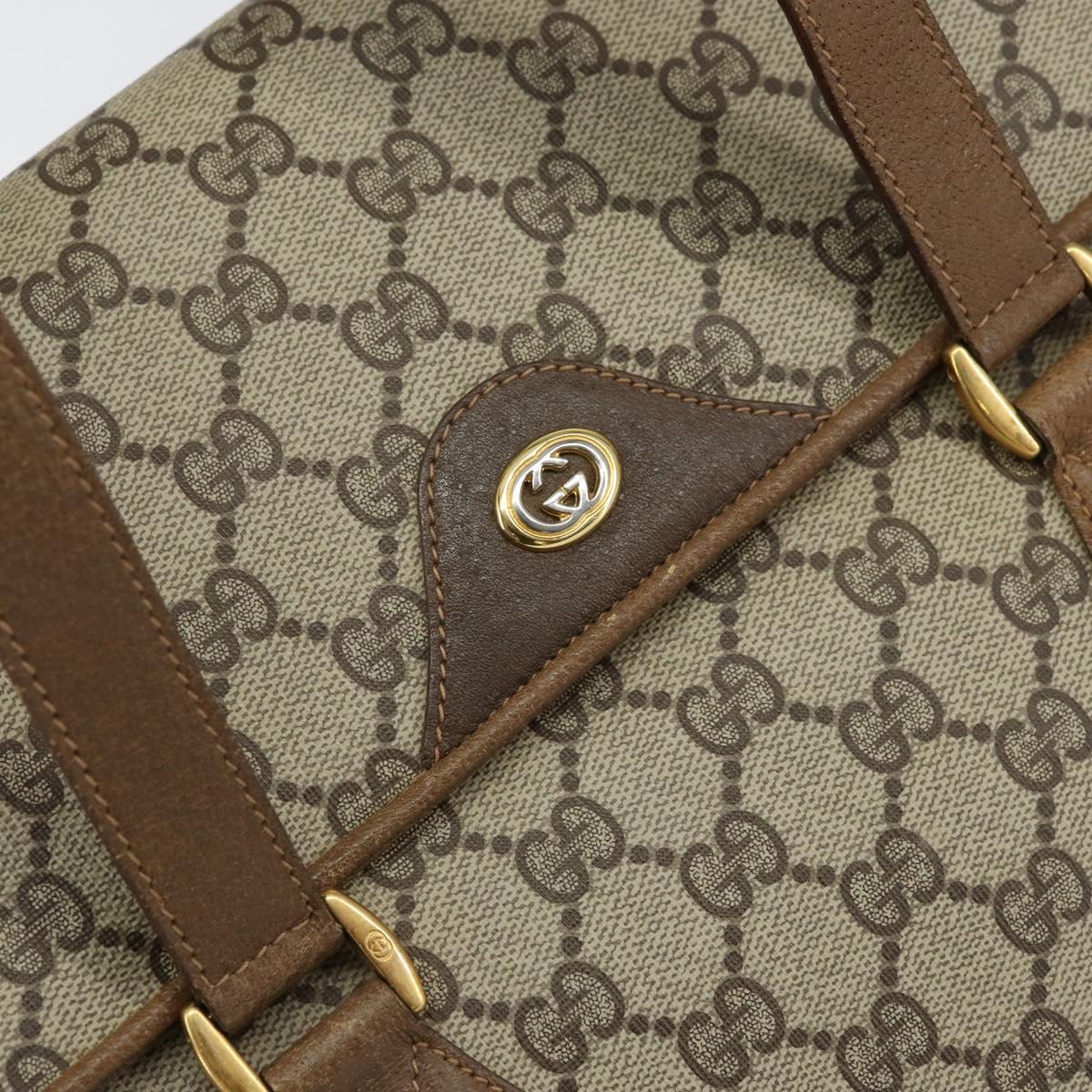 GUCCI GG Supreme Hand Bag PVC Beige Gold 116 02 080 Auth 151679