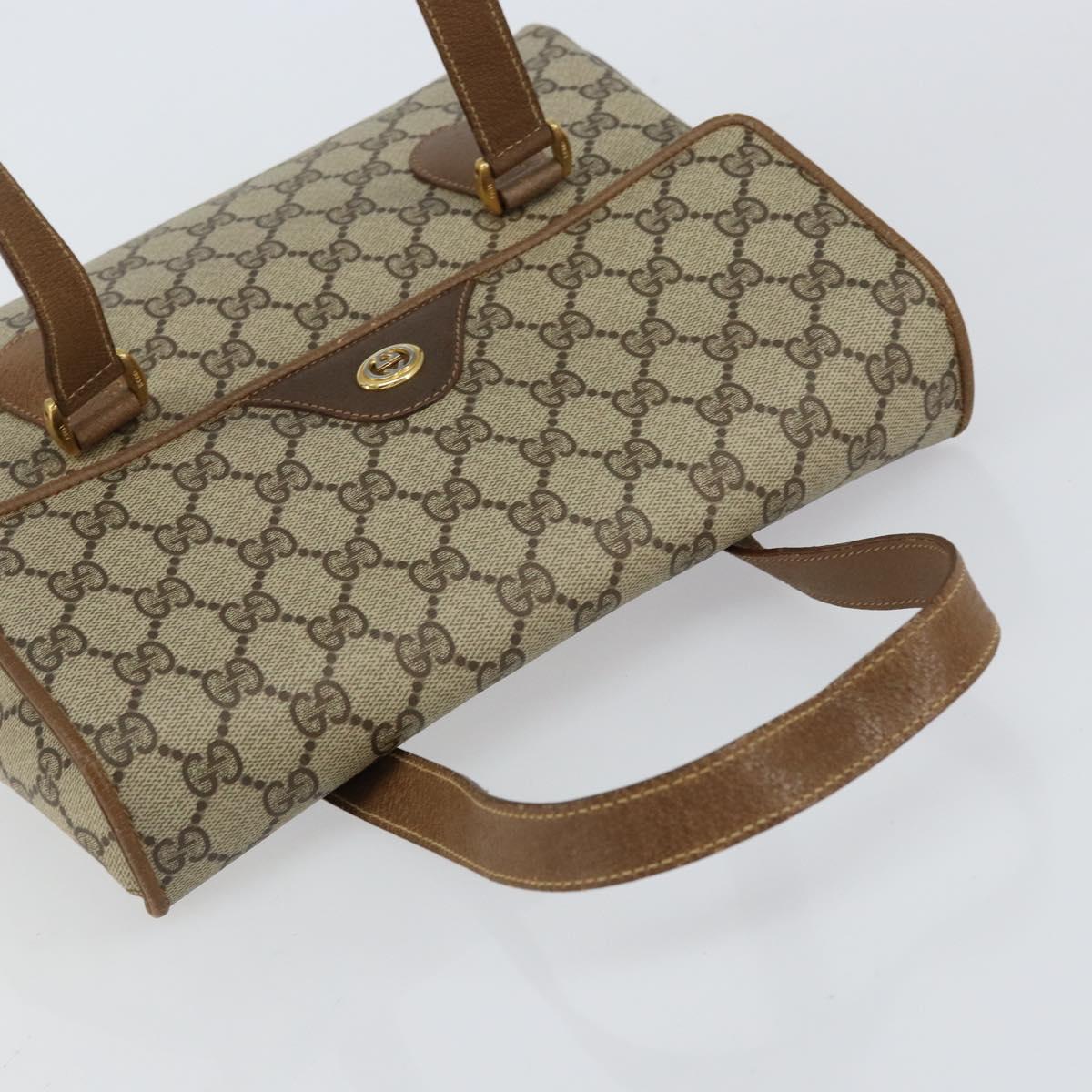 GUCCI GG Supreme Hand Bag PVC Beige Gold 116 02 080 Auth 151679