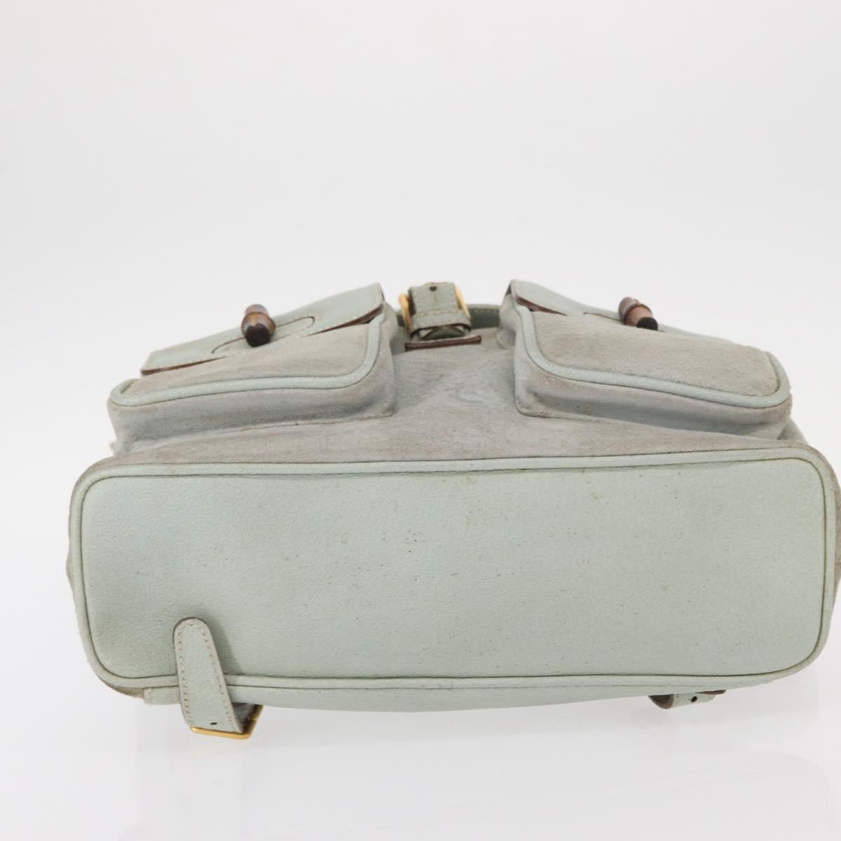 GUCCI Bamboo Backpack Suede Light Blue Gold 003 2058 0016 Auth 151681