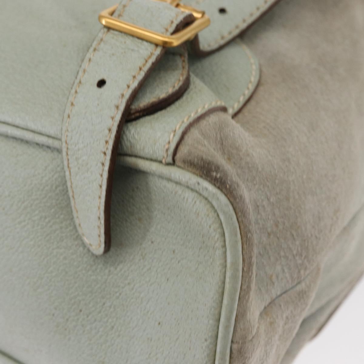 GUCCI Bamboo Backpack Suede Light Blue Gold 003 2058 0016 Auth 151681