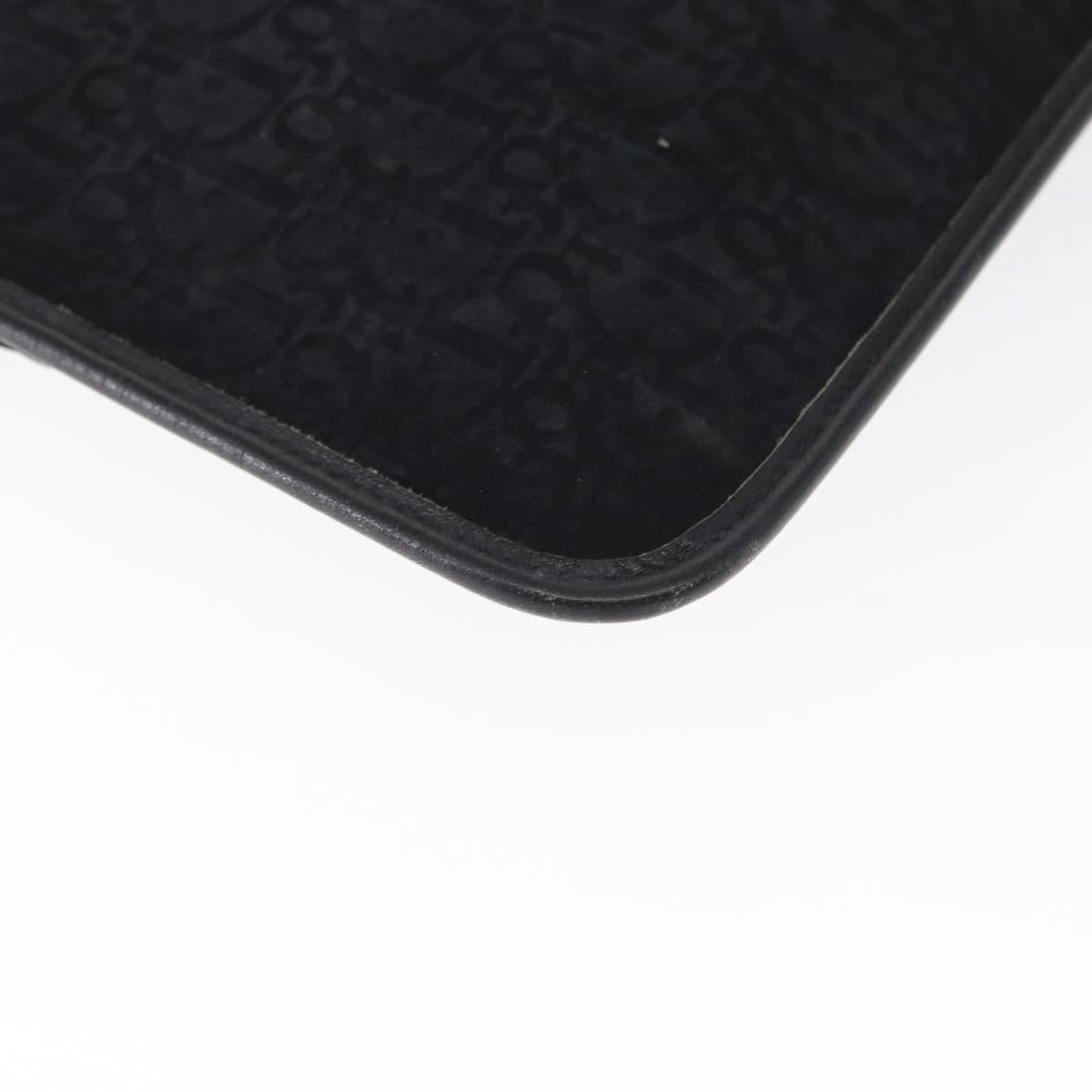 Christian Dior Trotter Canvas Clutch Bag Black Gold Auth 151684