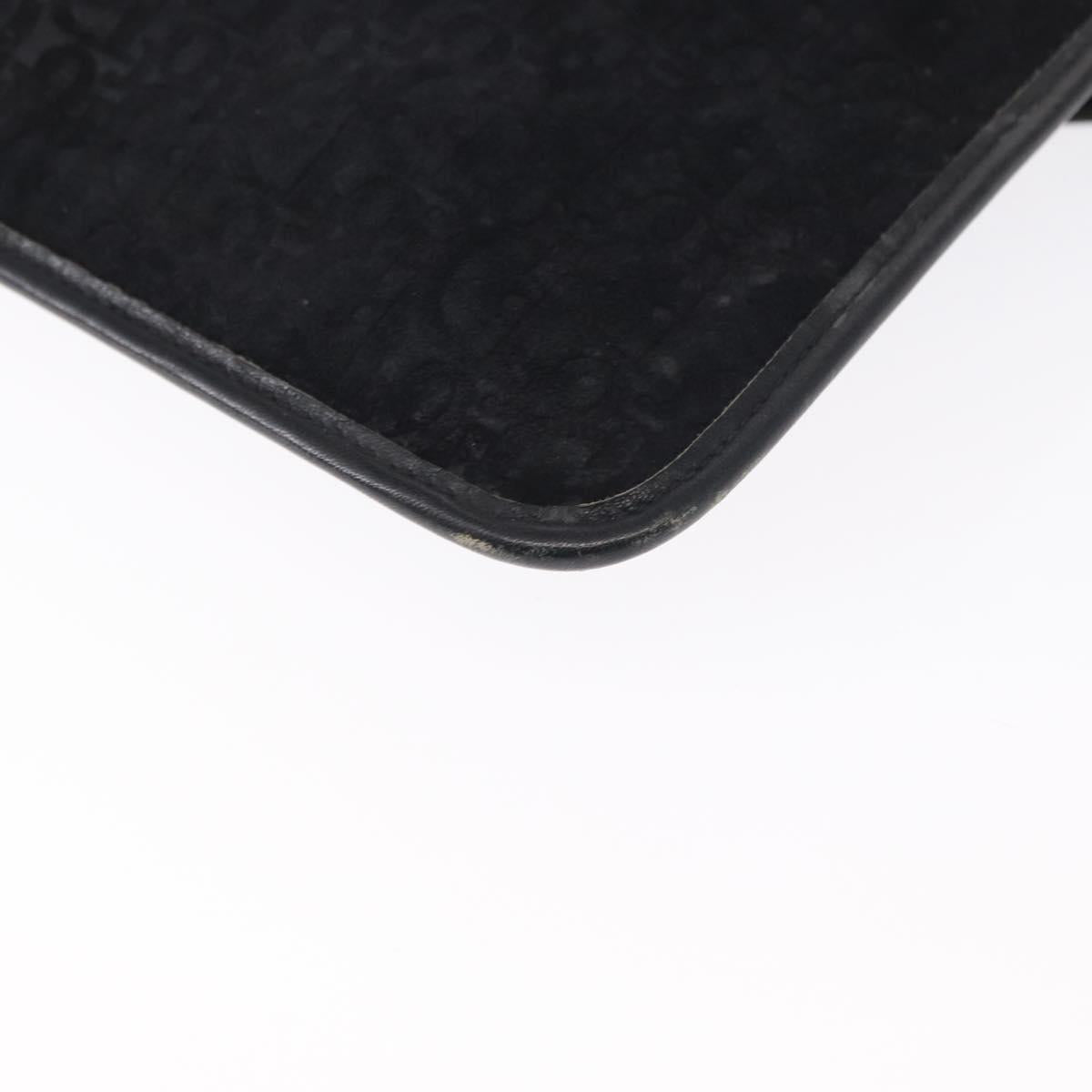 Christian Dior Trotter Canvas Clutch Bag Black Gold Auth 151684