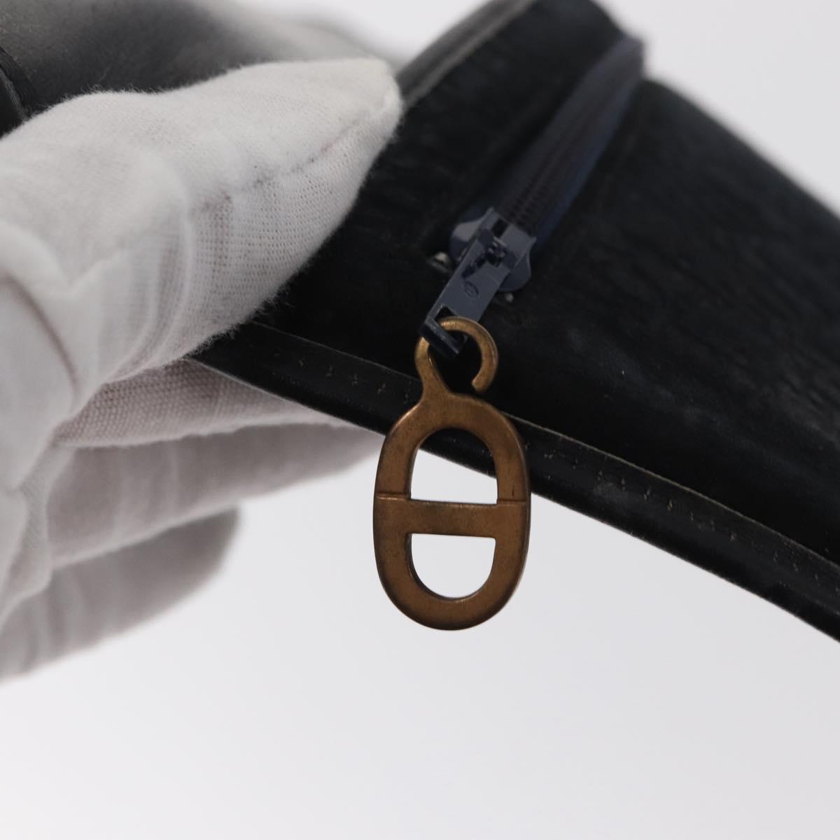 Christian Dior Trotter Canvas Clutch Bag Black Gold Auth 151684