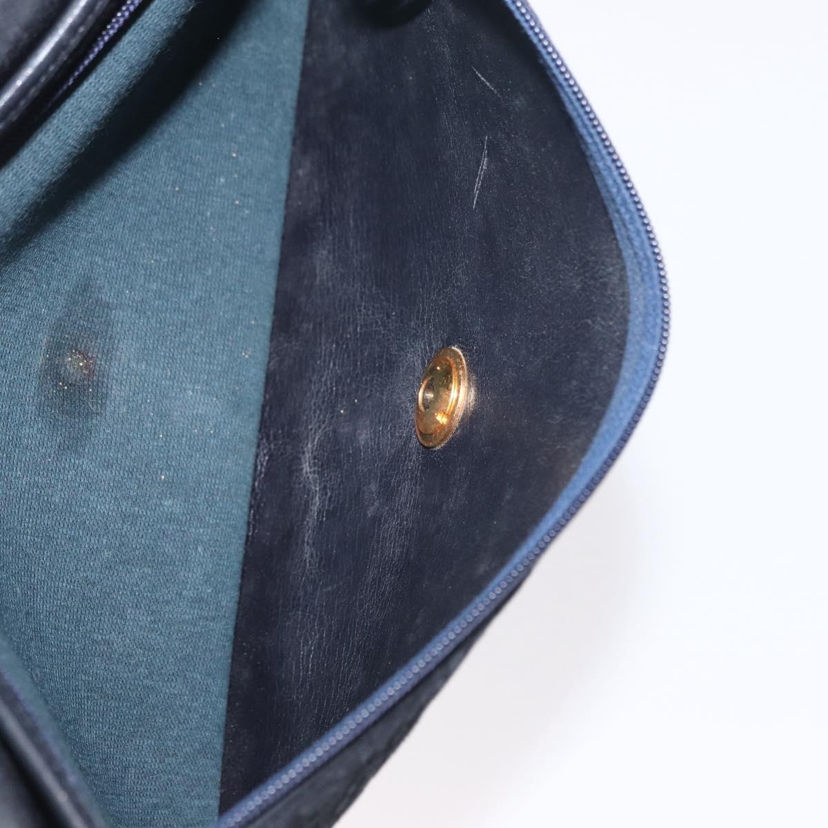 Christian Dior Trotter Canvas Clutch Bag Black Gold Auth 151684