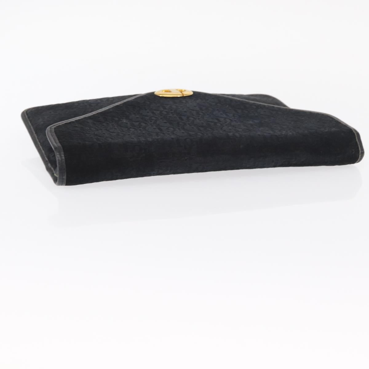 Christian Dior Trotter Canvas Clutch Bag Black Gold Auth 151684