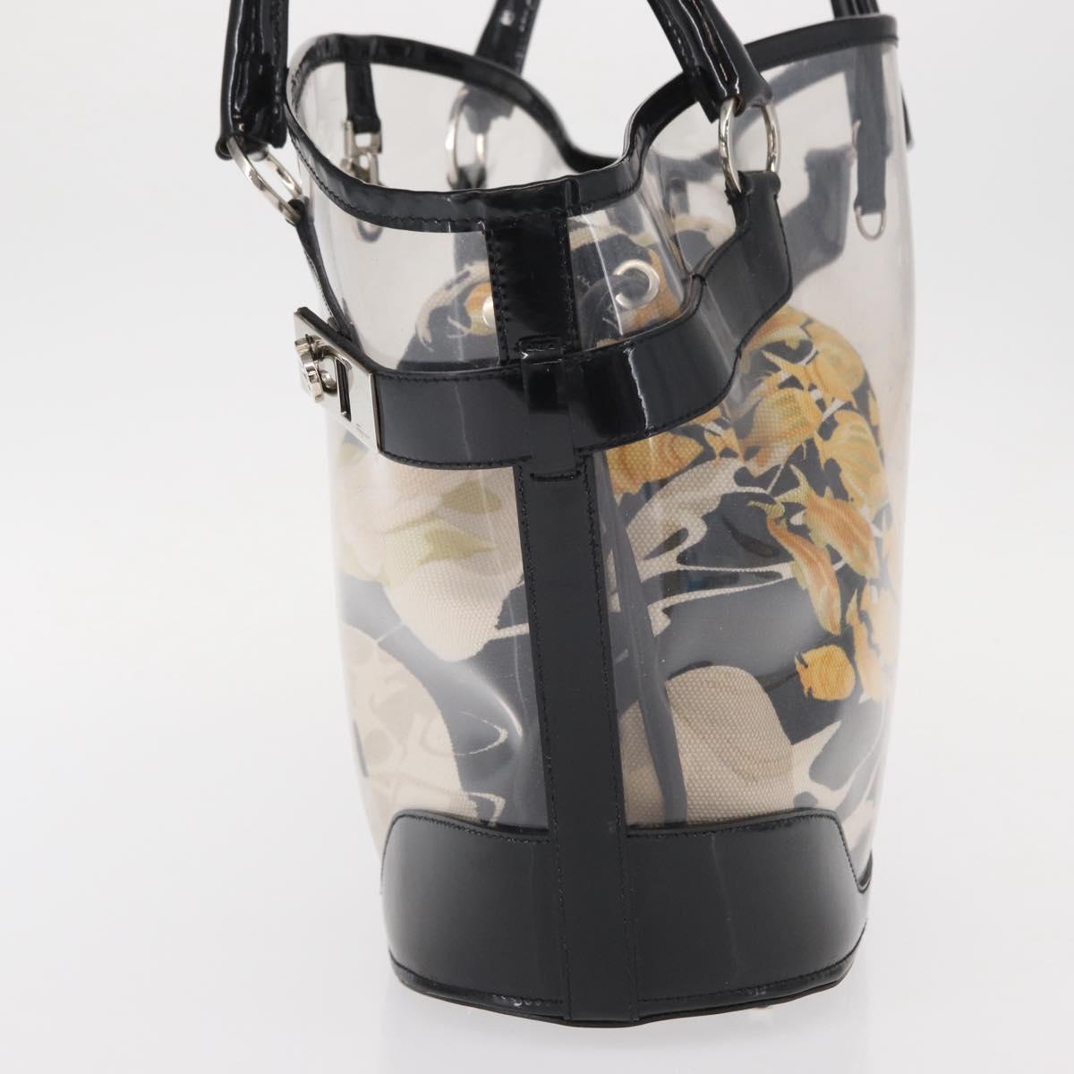 Salvatore Ferragamo Tote Bag Vinyl Clear Silver Auth 151685