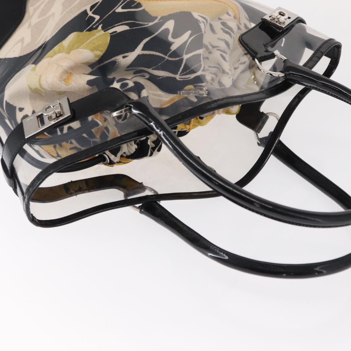 Salvatore Ferragamo Tote Bag Vinyl Clear Silver Auth 151685