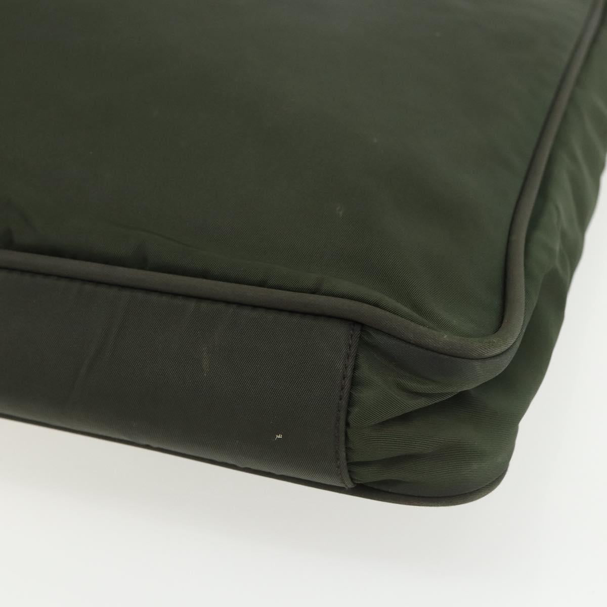 PRADA Tote Bag Nylon Green Silver Auth 151686