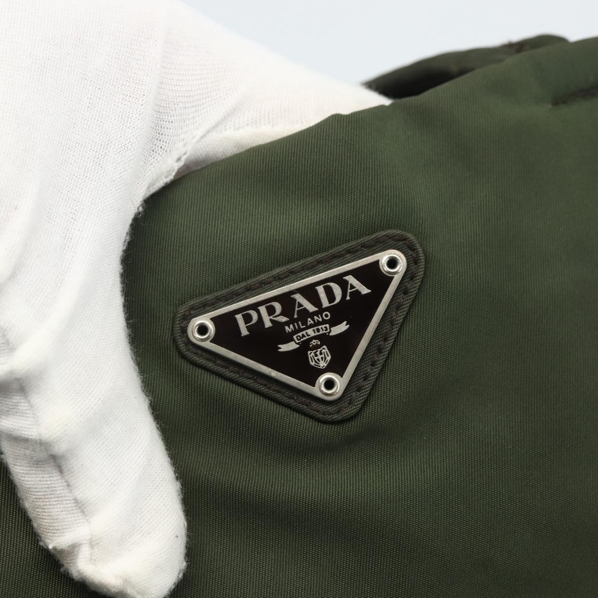 PRADA Tote Bag Nylon Green Silver Auth 151686