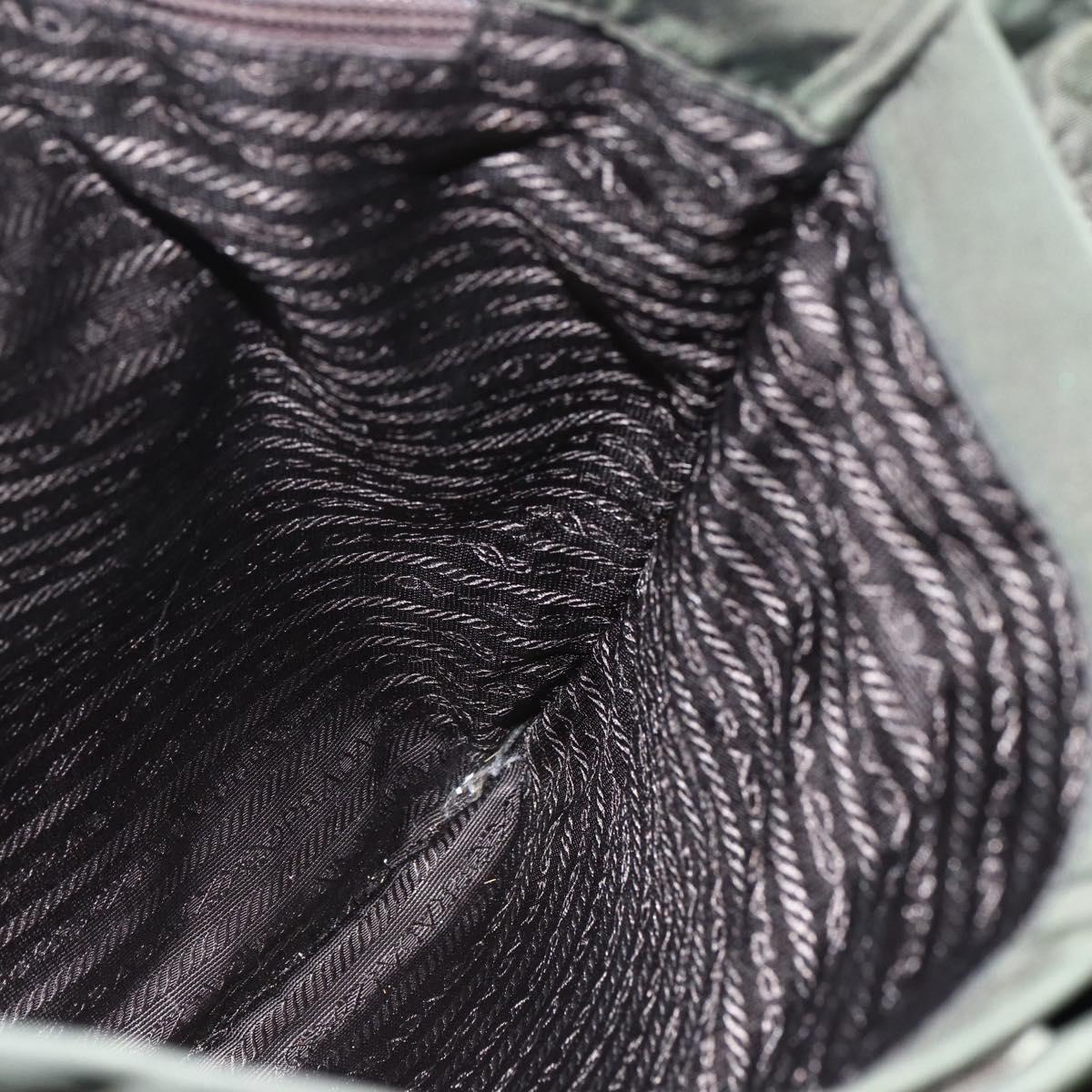 PRADA Tote Bag Nylon Green Silver Auth 151686