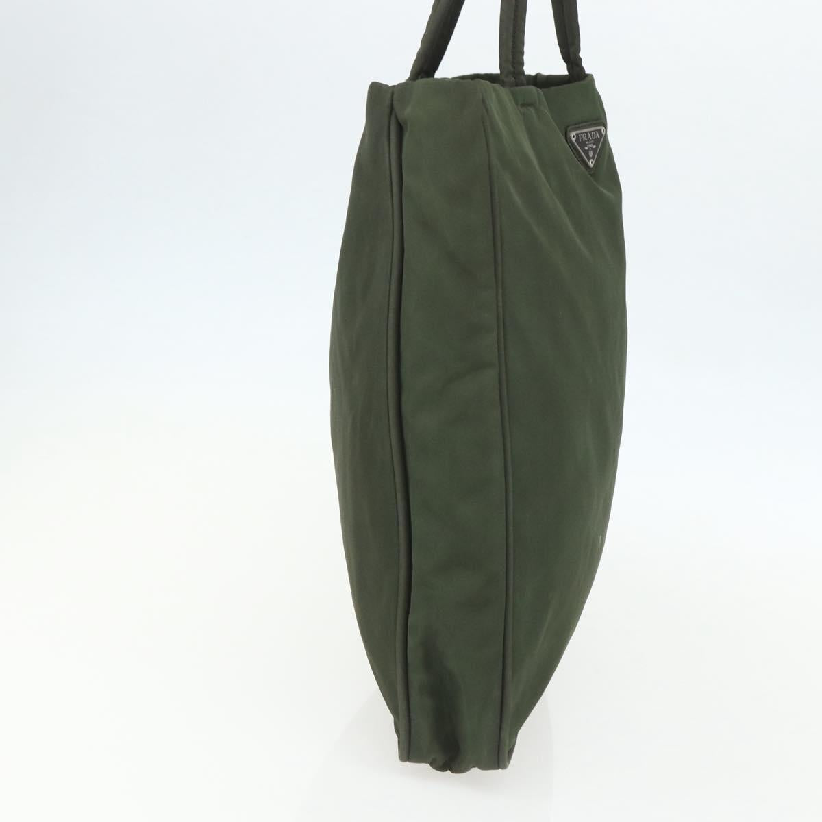 PRADA Tote Bag Nylon Green Silver Auth 151686