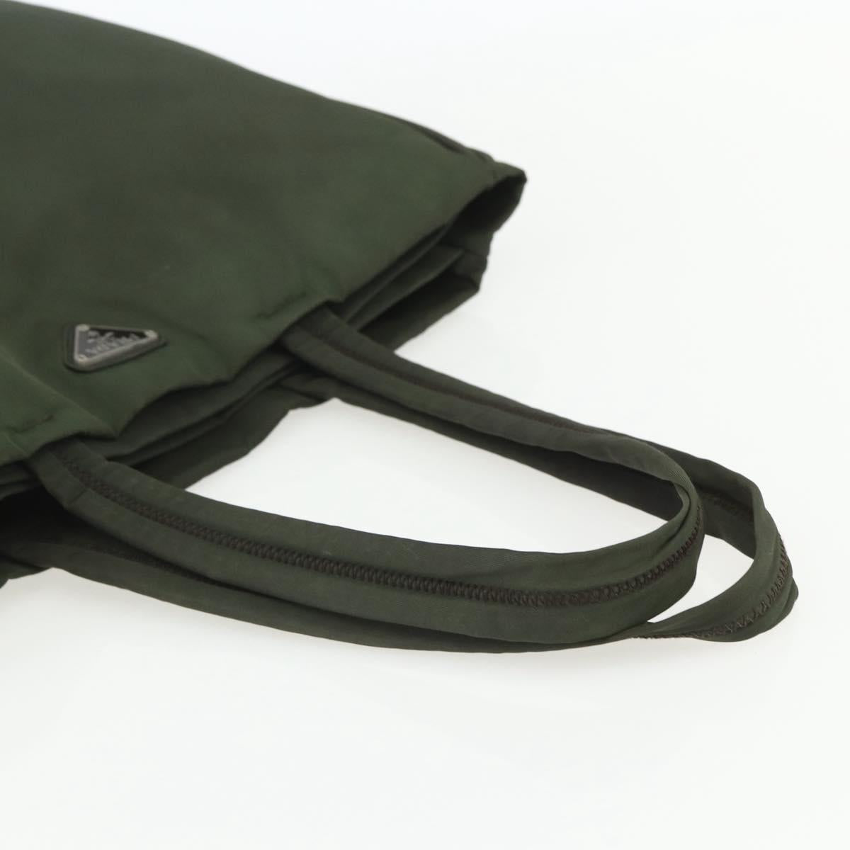 PRADA Tote Bag Nylon Green Silver Auth 151686