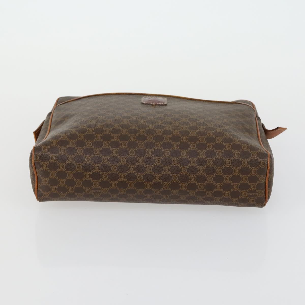 CELINE Macadam Canvas C Sulky Hand Bag PVC 2 Set Brown Navy Auth 151692