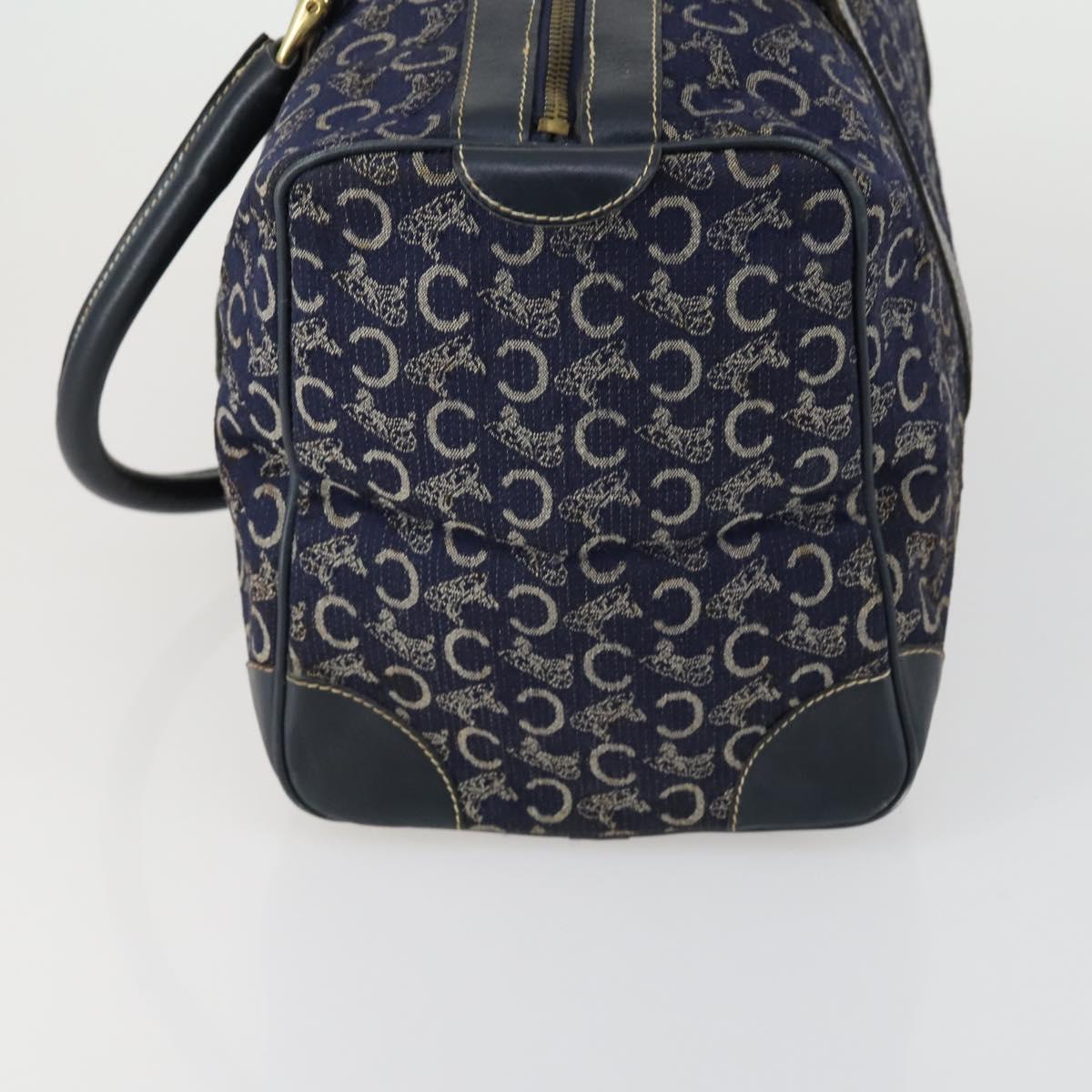 CELINE Macadam Canvas C Sulky Hand Bag PVC 2 Set Brown Navy Auth 151692