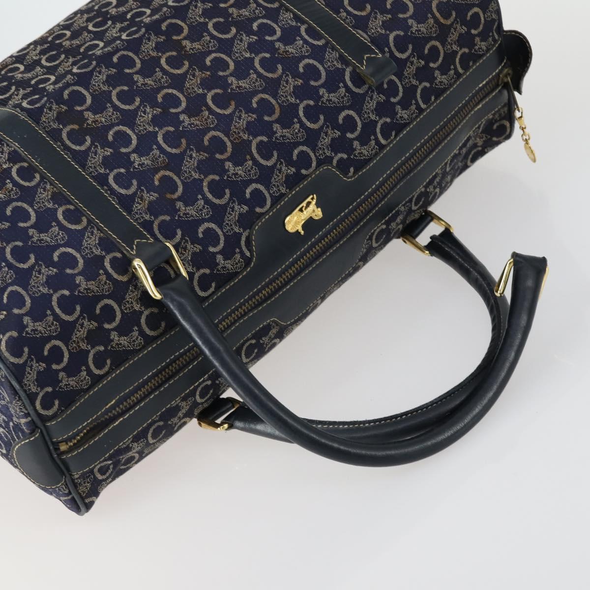 CELINE Macadam Canvas C Sulky Hand Bag PVC 2 Set Brown Navy Auth 151692