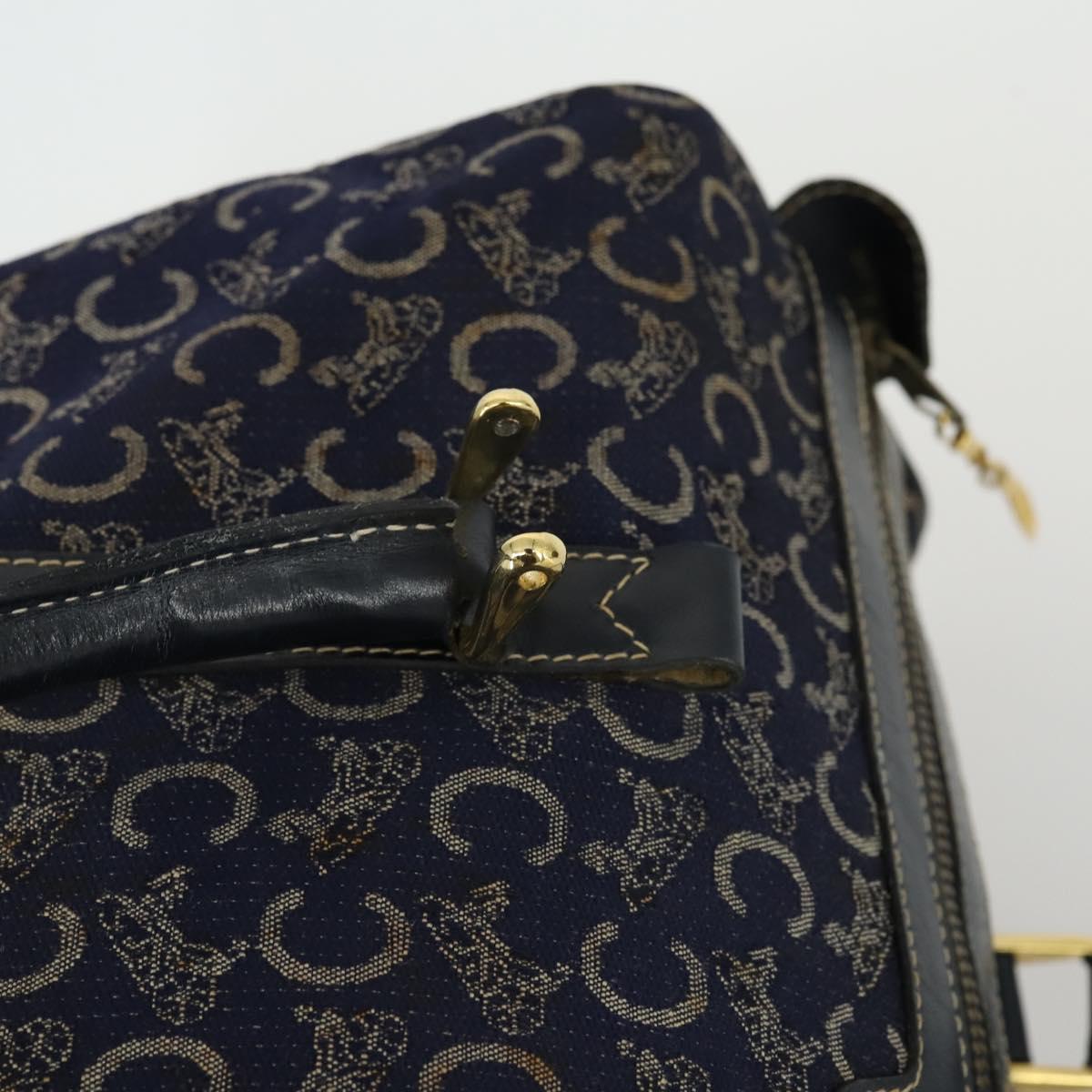 CELINE Macadam Canvas C Sulky Hand Bag PVC 2 Set Brown Navy Auth 151692