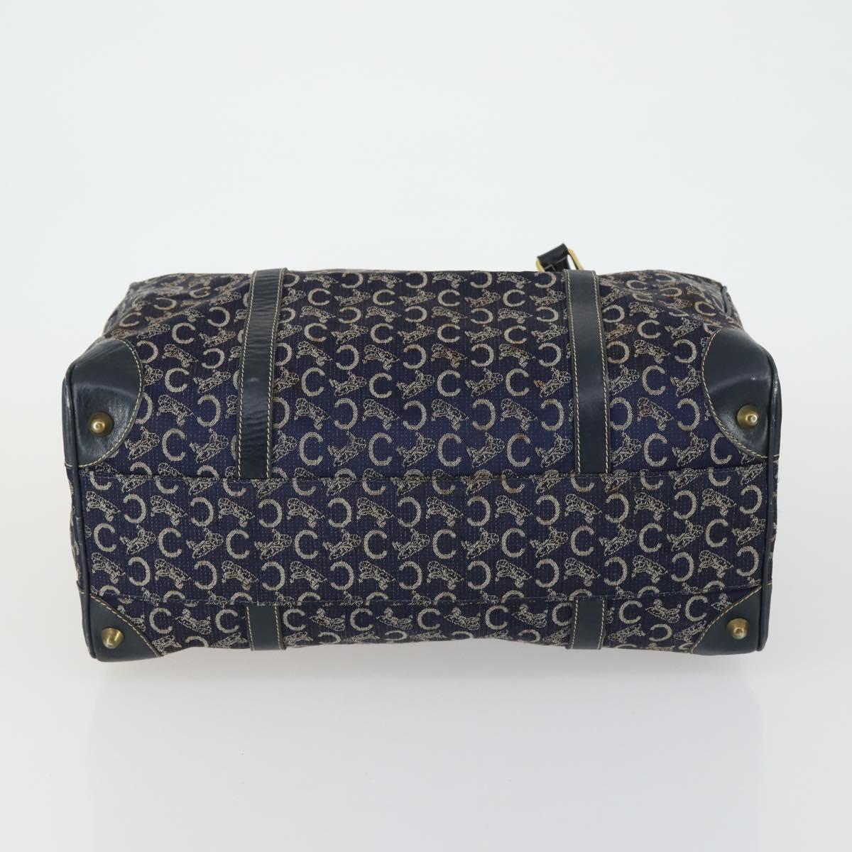 CELINE Macadam Canvas C Sulky Hand Bag PVC 2 Set Brown Navy Auth 151692