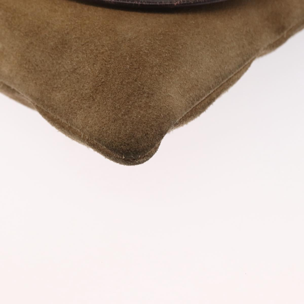 LOEWE Anagram Shoulder Bag Suede Beige Gold Auth 151693