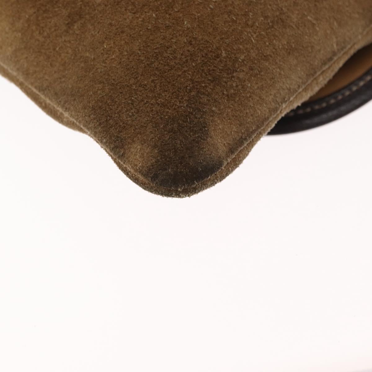 LOEWE Anagram Shoulder Bag Suede Beige Gold Auth 151693