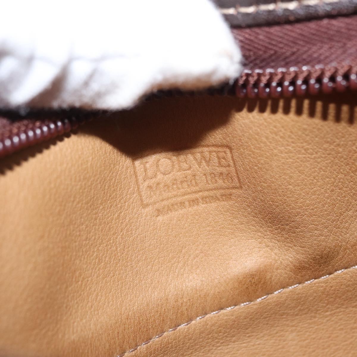 LOEWE Anagram Shoulder Bag Suede Beige Gold Auth 151693