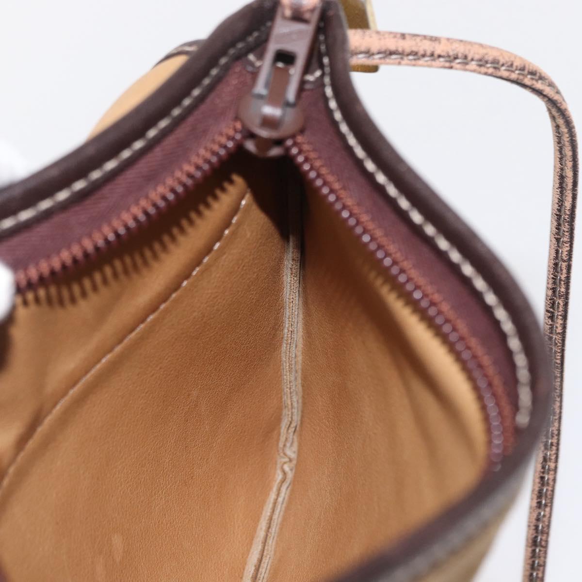 LOEWE Anagram Shoulder Bag Suede Beige Gold Auth 151693