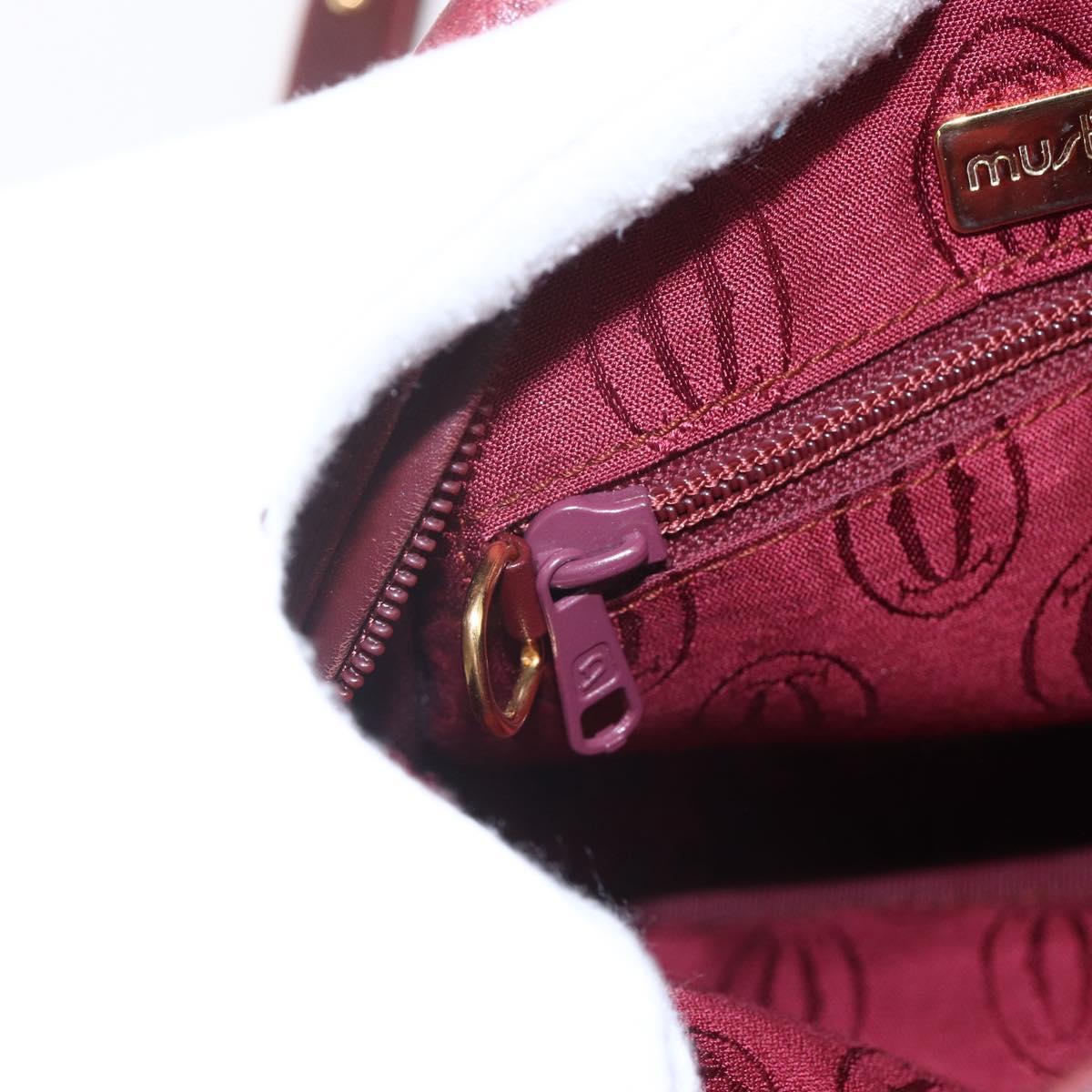 CARTIER Must Line Shoulder Bag Leather Bordeaux Gold Auth 151694
