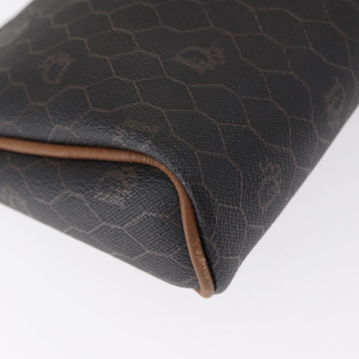 Christian Dior Honeycomb Canvas Clutch Bag PVC Black Gold Auth 151696