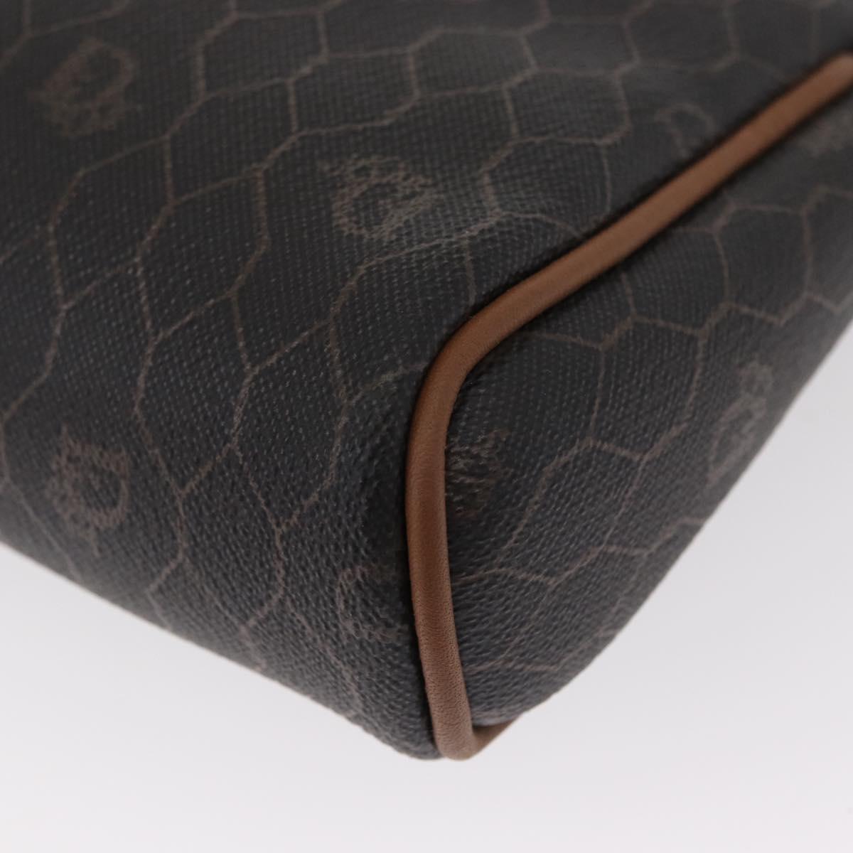 Christian Dior Honeycomb Canvas Clutch Bag PVC Black Gold Auth 151696