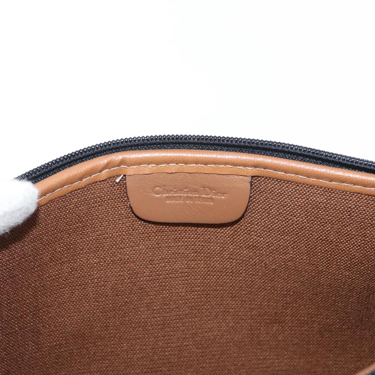 Christian Dior Honeycomb Canvas Clutch Bag PVC Black Gold Auth 151696