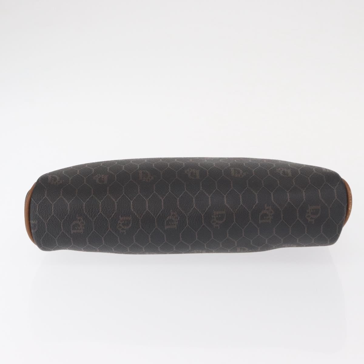 Christian Dior Honeycomb Canvas Clutch Bag PVC Black Gold Auth 151696