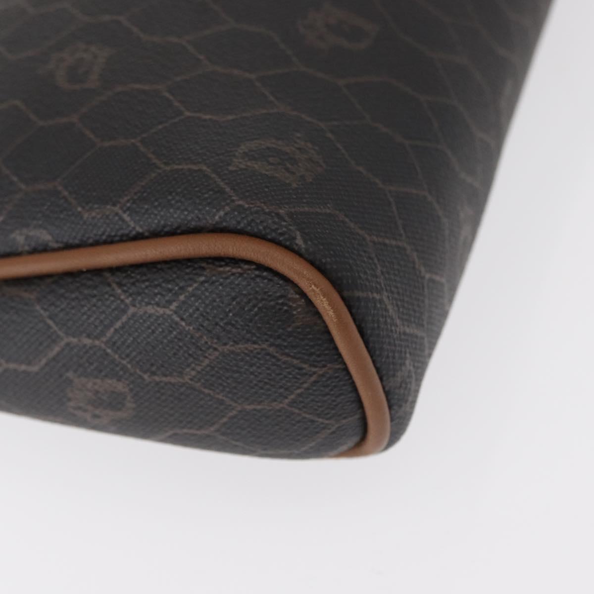 Christian Dior Honeycomb Canvas Clutch Bag PVC Black Gold Auth 151696
