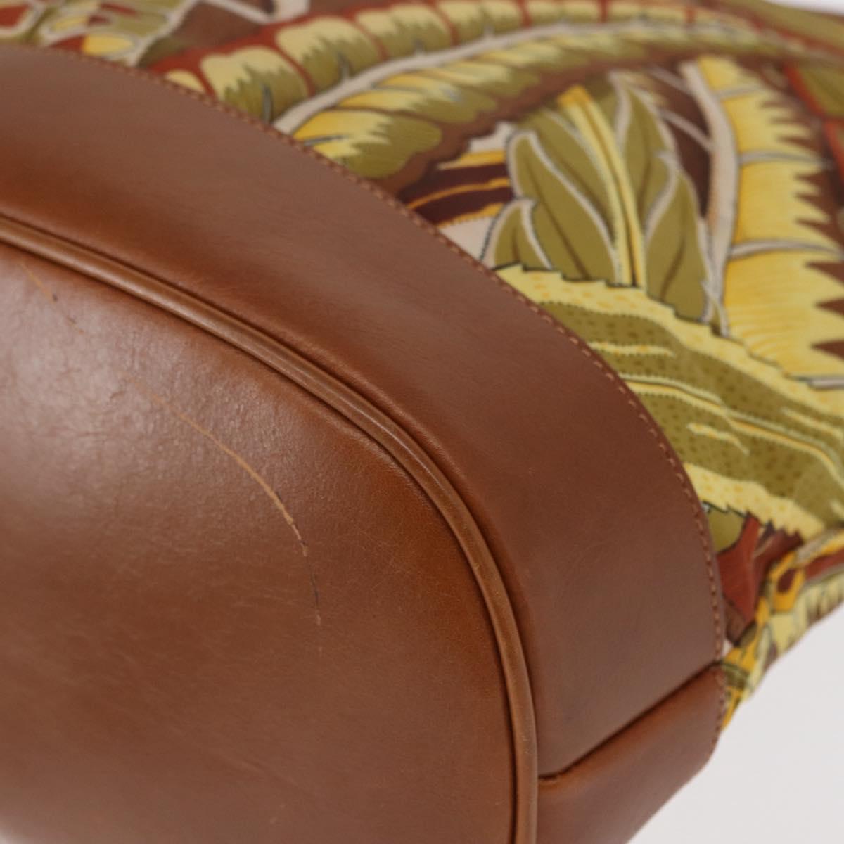 Salvatore Ferragamo Shoulder Bag Canvas Brown Gold Auth 151697