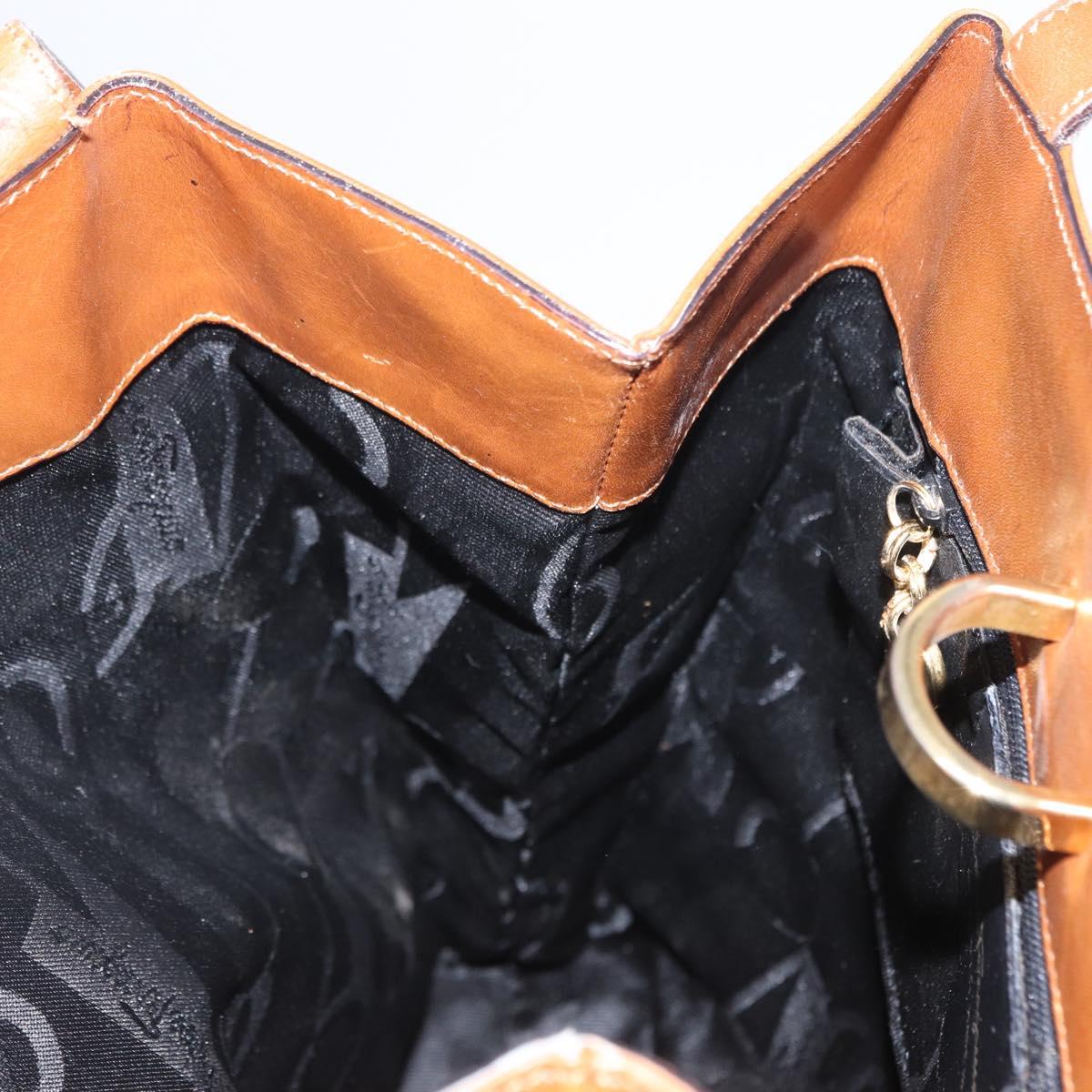 Salvatore Ferragamo Shoulder Bag Canvas Brown Gold Auth 151697