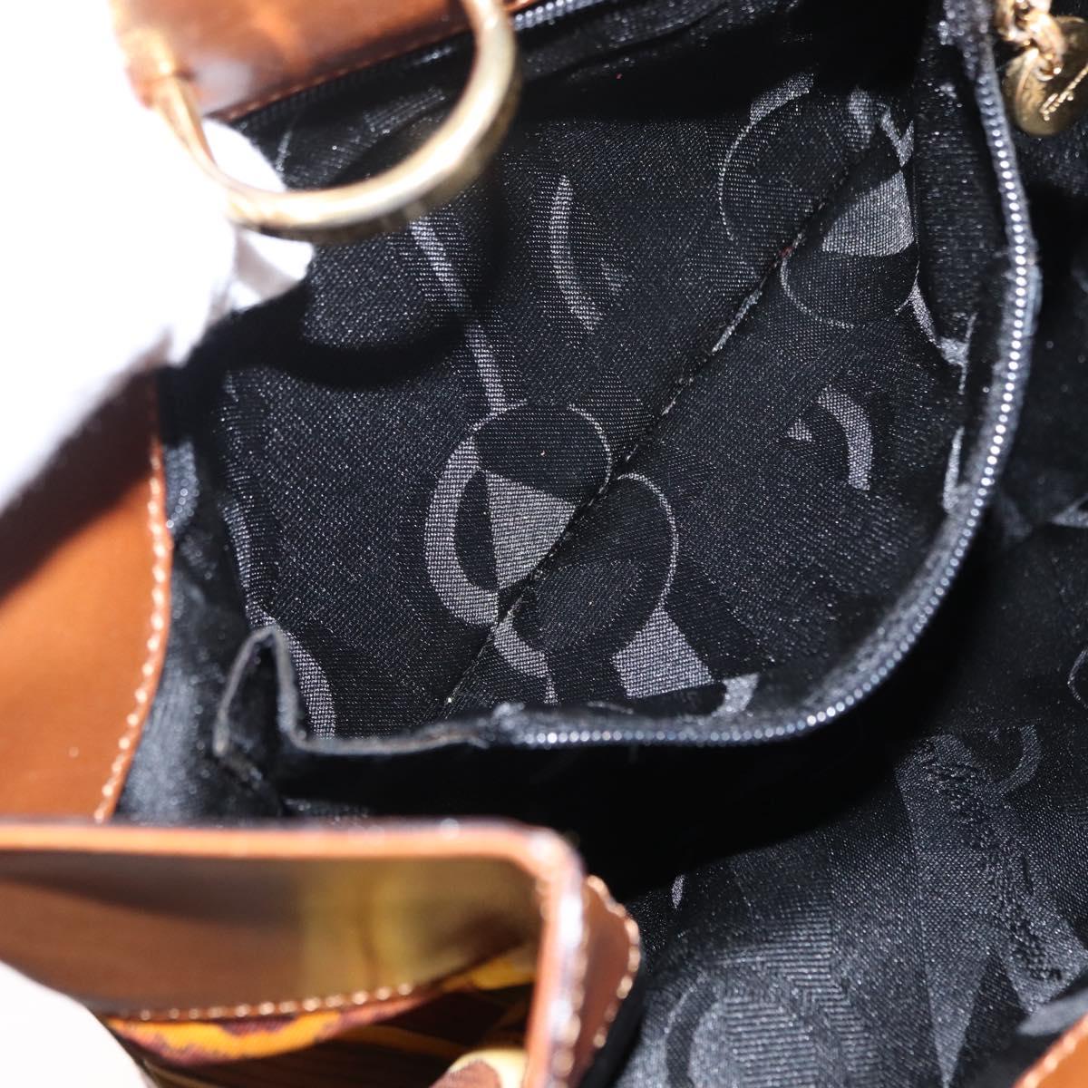 Salvatore Ferragamo Shoulder Bag Canvas Brown Gold Auth 151697