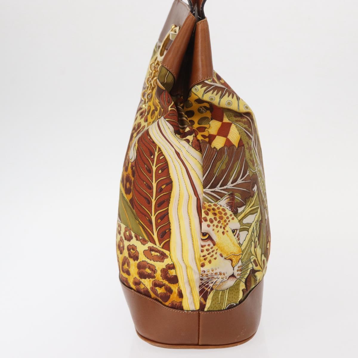 Salvatore Ferragamo Shoulder Bag Canvas Brown Gold Auth 151697