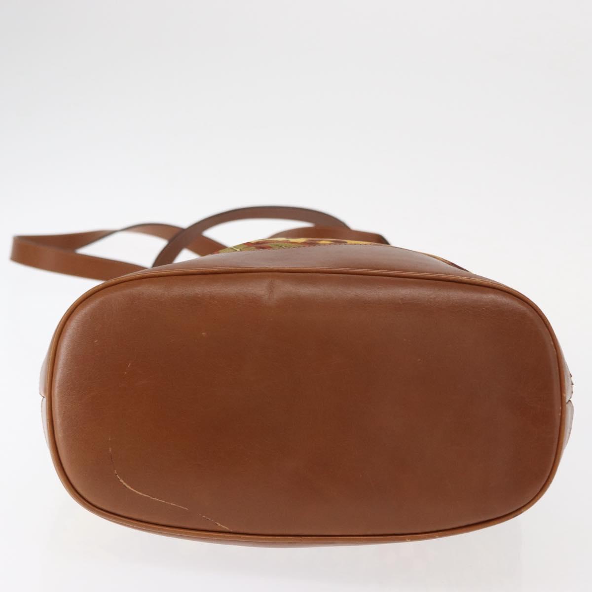 Salvatore Ferragamo Shoulder Bag Canvas Brown Gold Auth 151697