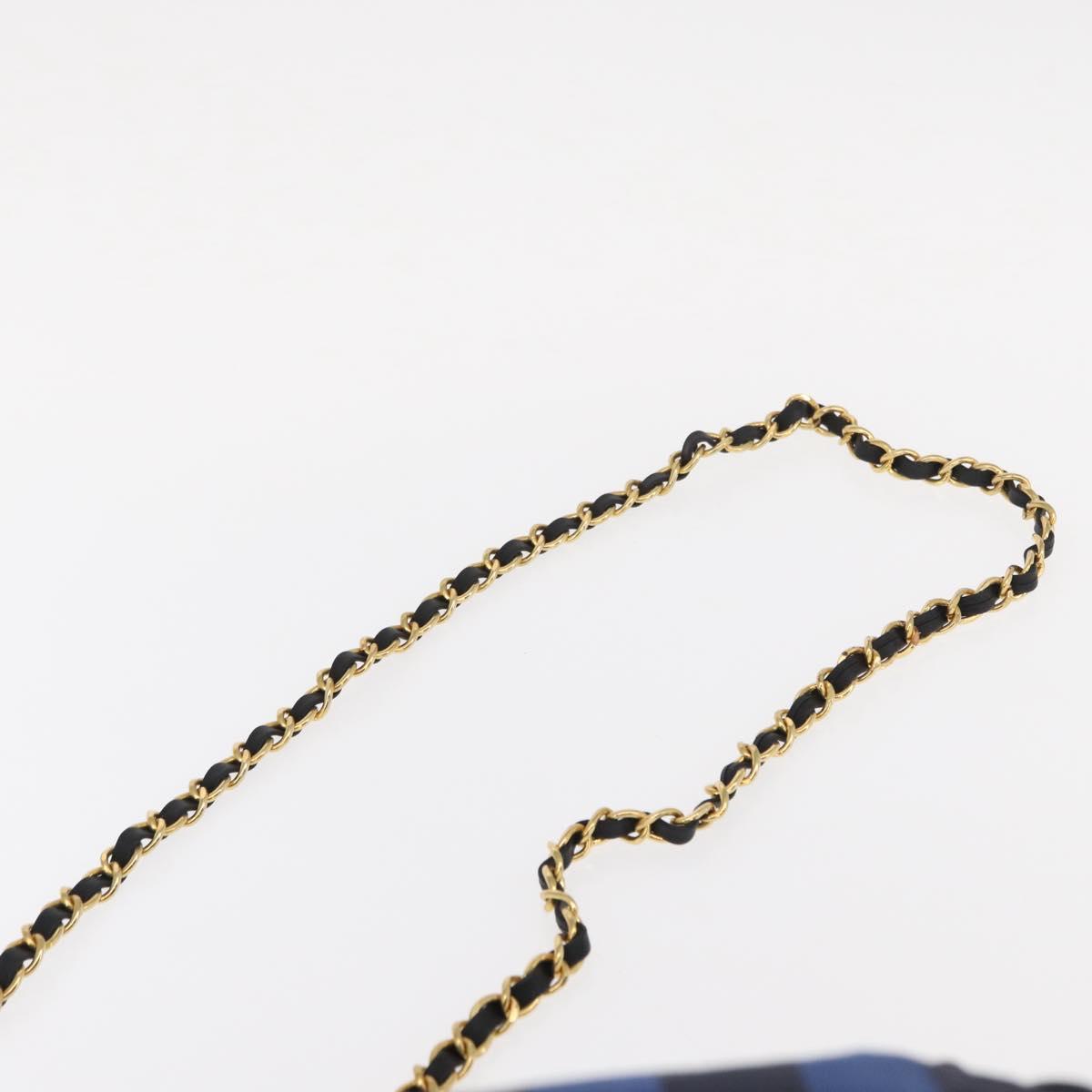 VALENTINO Shoulder Bag Canvas 2way Blue Gold Auth 151699