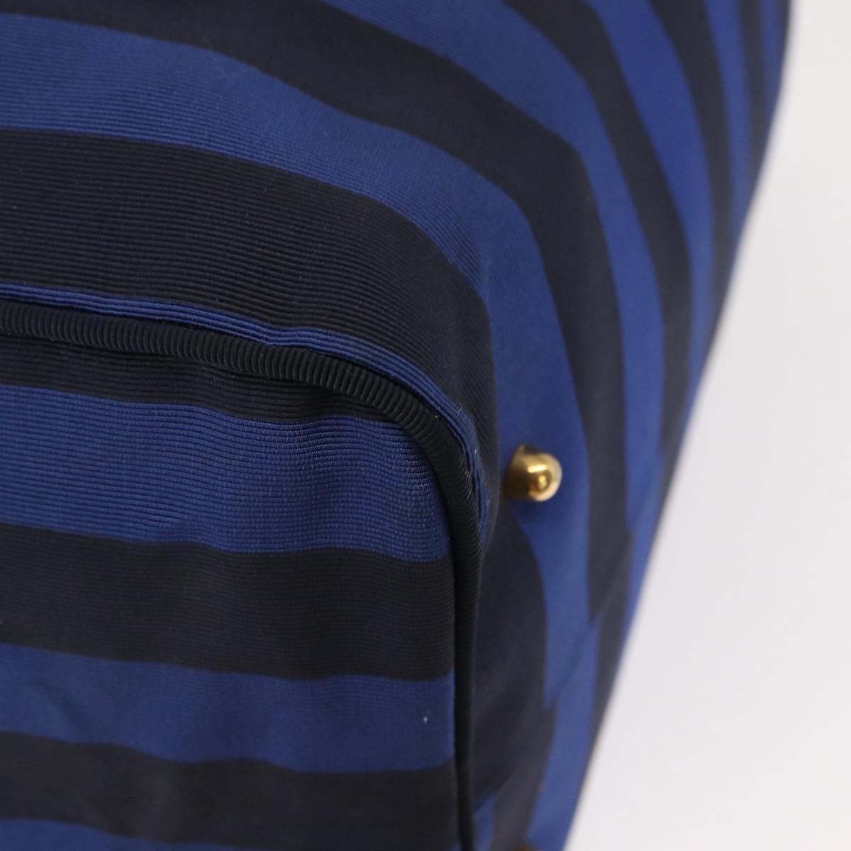 VALENTINO Shoulder Bag Canvas 2way Blue Gold Auth 151699