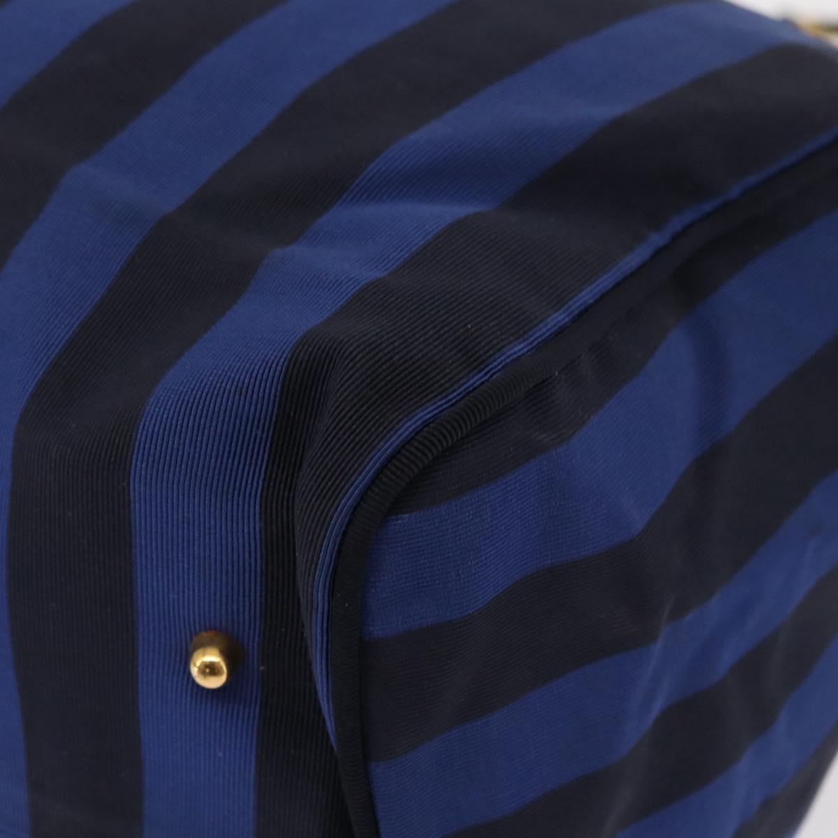 VALENTINO Shoulder Bag Canvas 2way Blue Gold Auth 151699