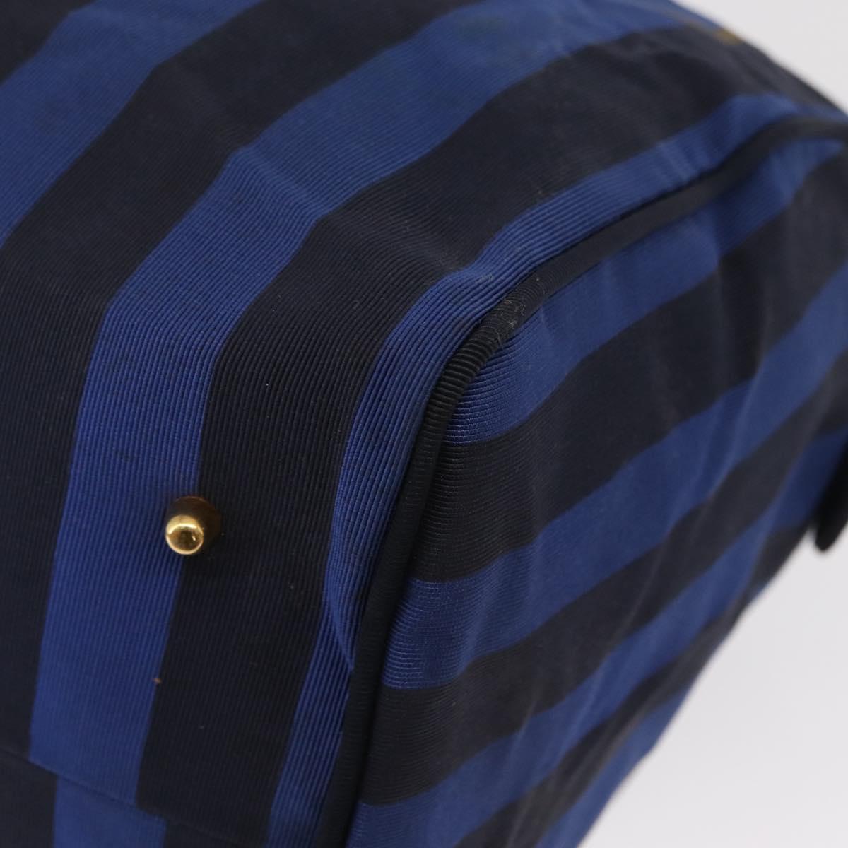 VALENTINO Shoulder Bag Canvas 2way Blue Gold Auth 151699