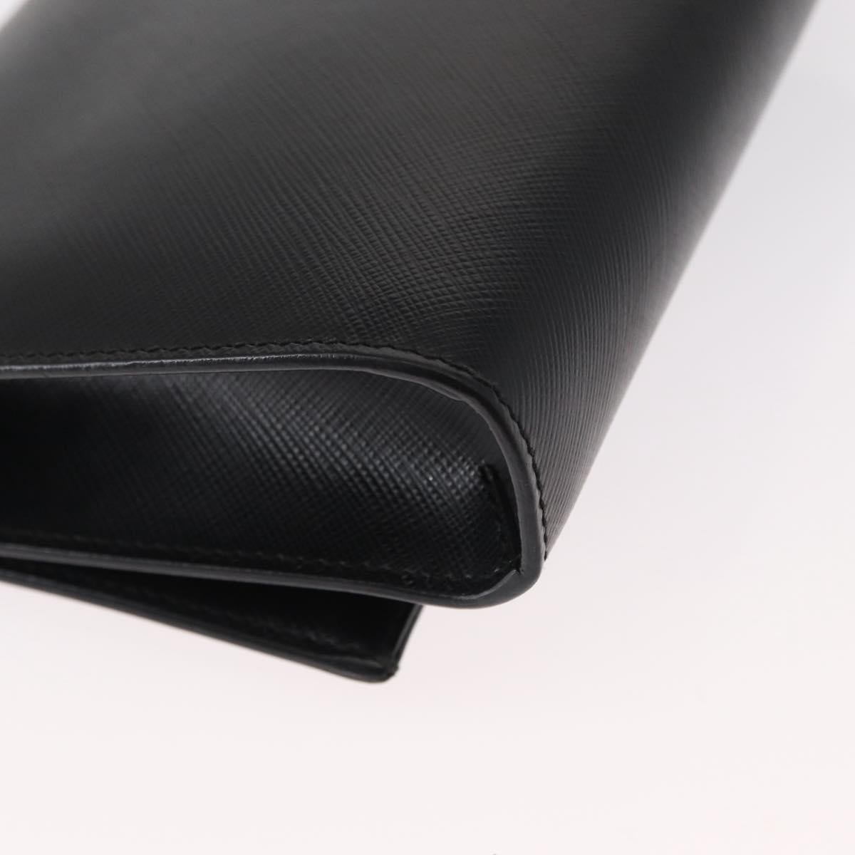 Salvatore Ferragamo Chain Shoulder Bag Leather Black Gold Auth 151702