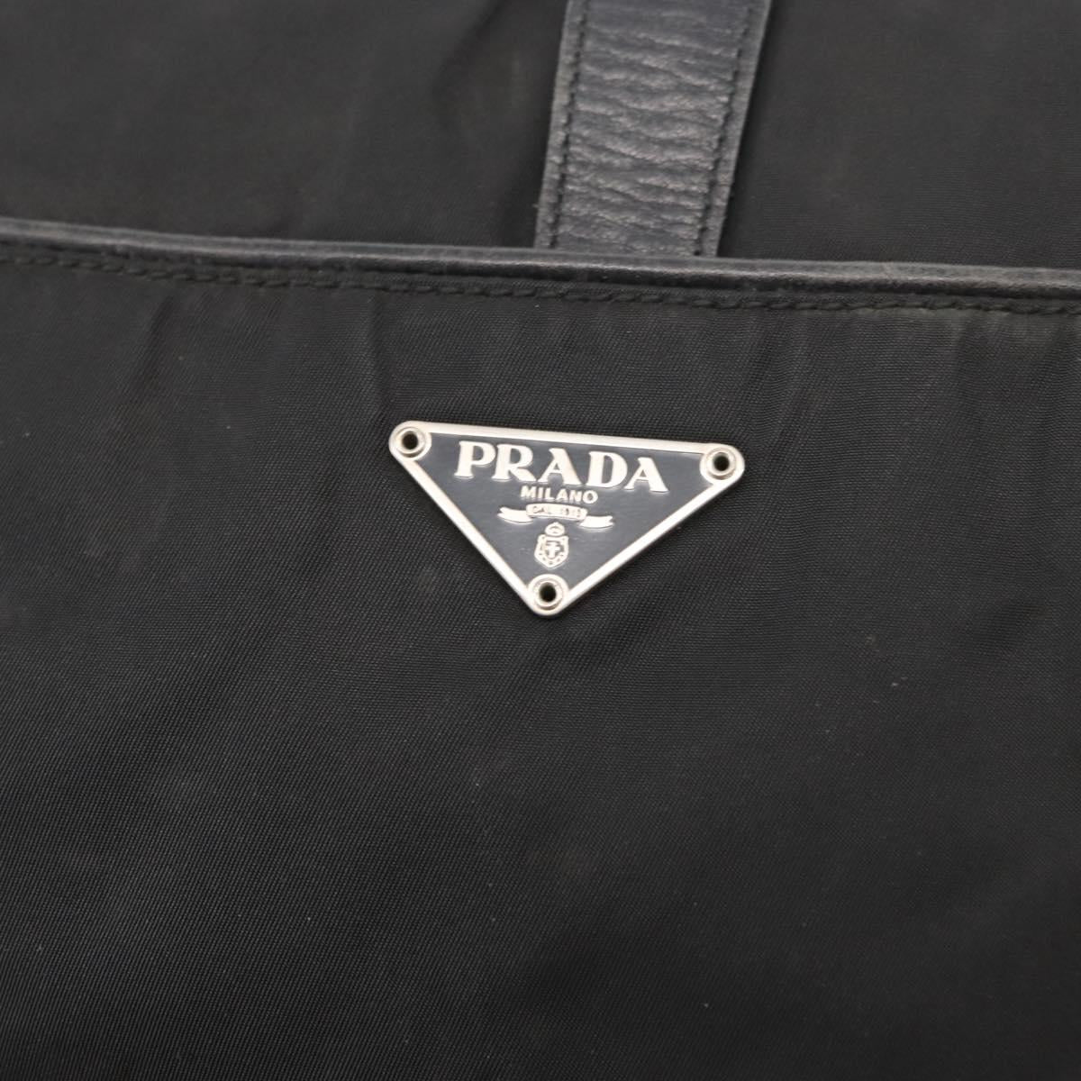PRADA Shoulder Bag Nylon Black Silver Auth 151705