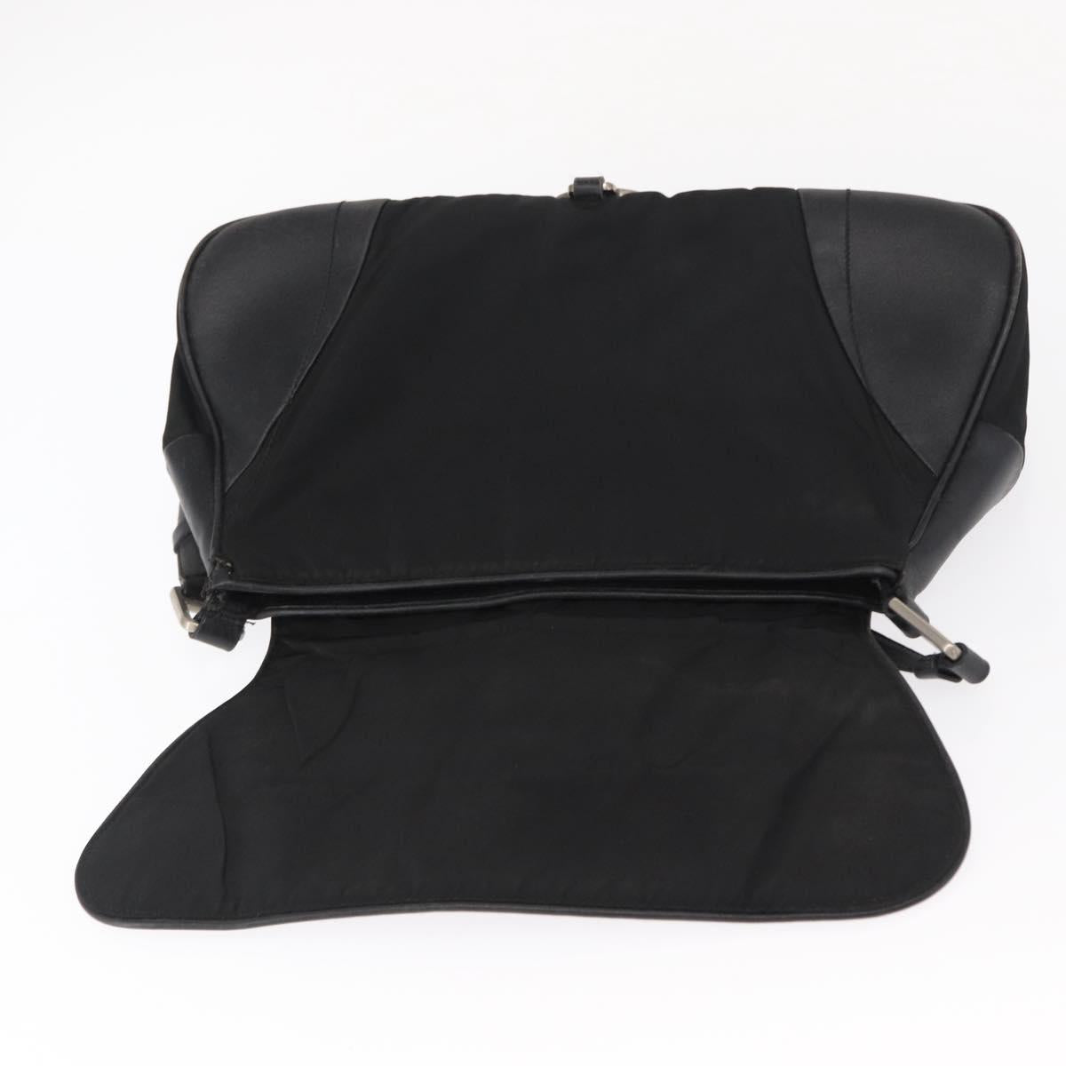 PRADA Shoulder Bag Nylon Black Silver Auth 151705