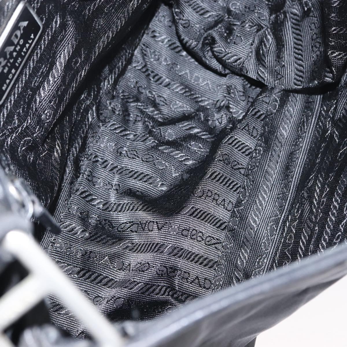 PRADA Shoulder Bag Nylon Black Silver Auth 151705